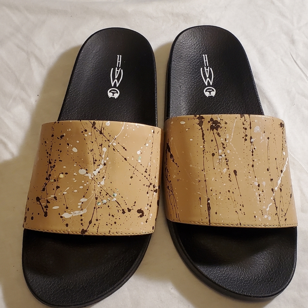 Mens Tan Faded Slides
